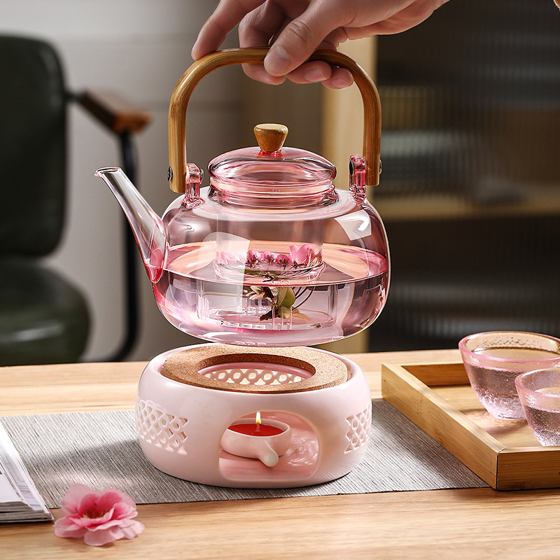 玻璃泡茶壶女蜡烛加热温茶炉养生水果花茶壶2025新款家用茶具套装