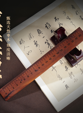 雷击木刻度直尺文房雅器镇纸摆件