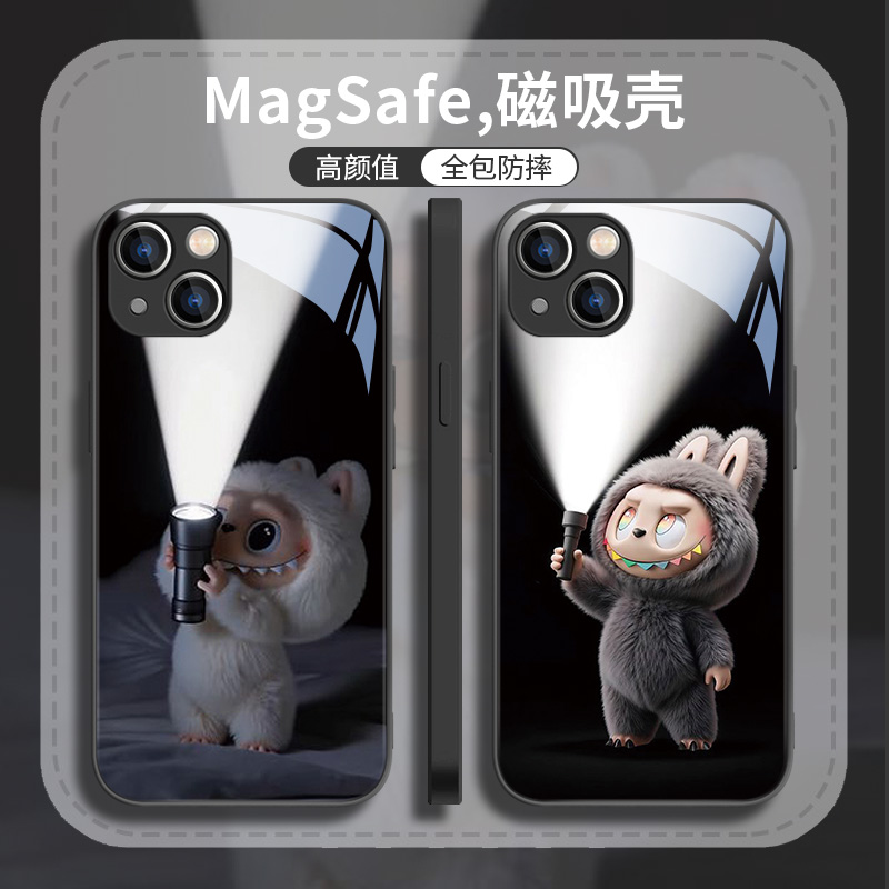 情侣款手电筒拉布布磁吸手机壳
