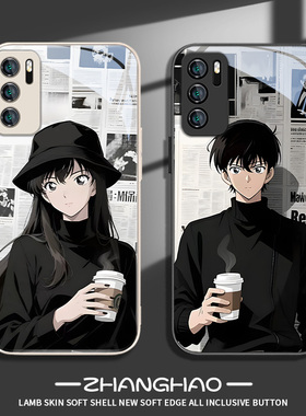 名侦探柯南适用华为nova14pro情侣手机壳pura80ultra工藤新一mate70/60毛利兰p50/40高级感13/12/11se玻璃10