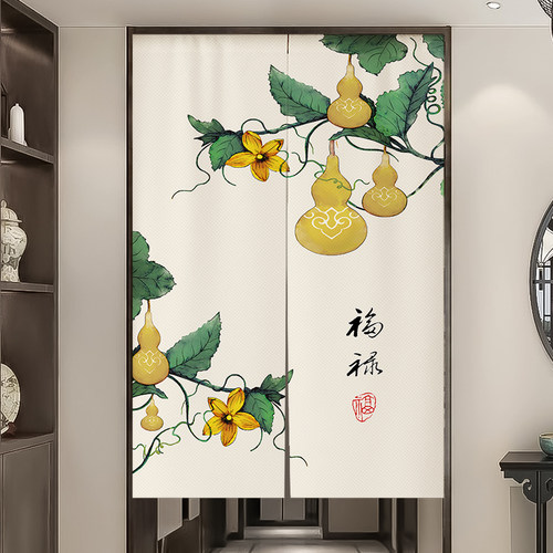 中式门帘隔断帘遮挡帘子半帘布帘
