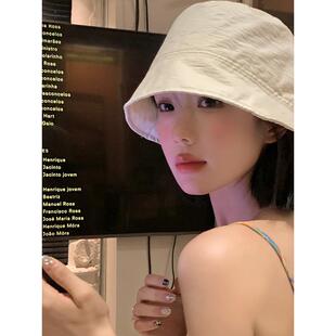 2025新款日系渔夫帽女夏季休闲薄款大帽檐显脸小防晒遮阳水桶帽子