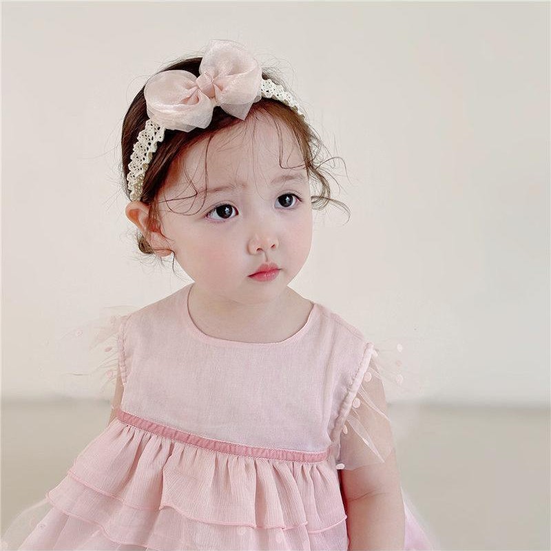 韩版夏季女宝宝蝴蝶结公主发饰婴幼儿超仙满月头花婴儿百天发带