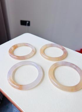 天然新疆金丝玉鸡油黄胖圆条手镯