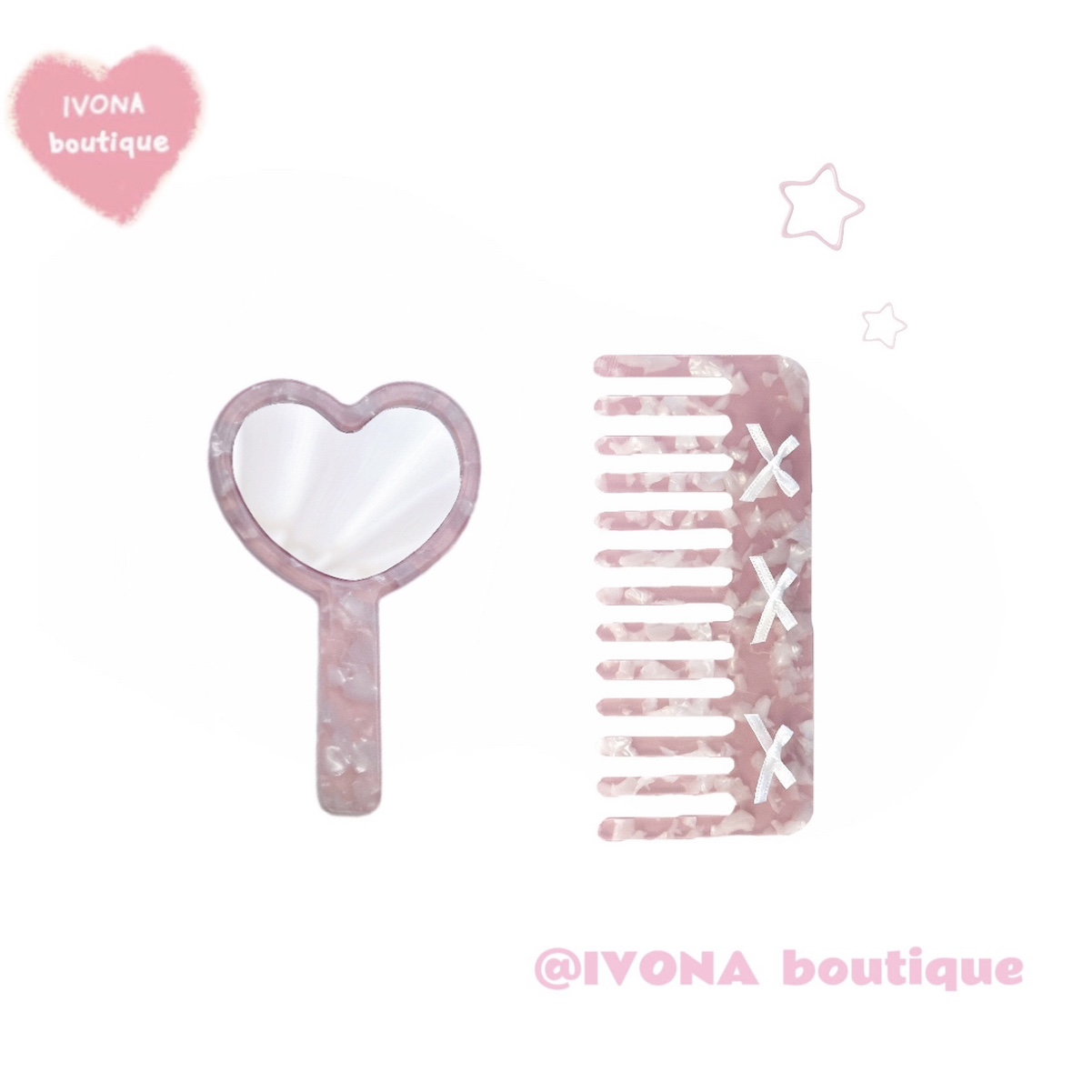 IVONA少女公主风便携补妆镜梳子