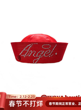 IVONA【Angel^】新年红！原创可爱甜酷辣妹百搭烫钻海军水手帽子