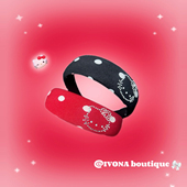 IVONA 波点小猫 原创diy小众可爱烫钻Kitty高颅顶发卡头箍发饰