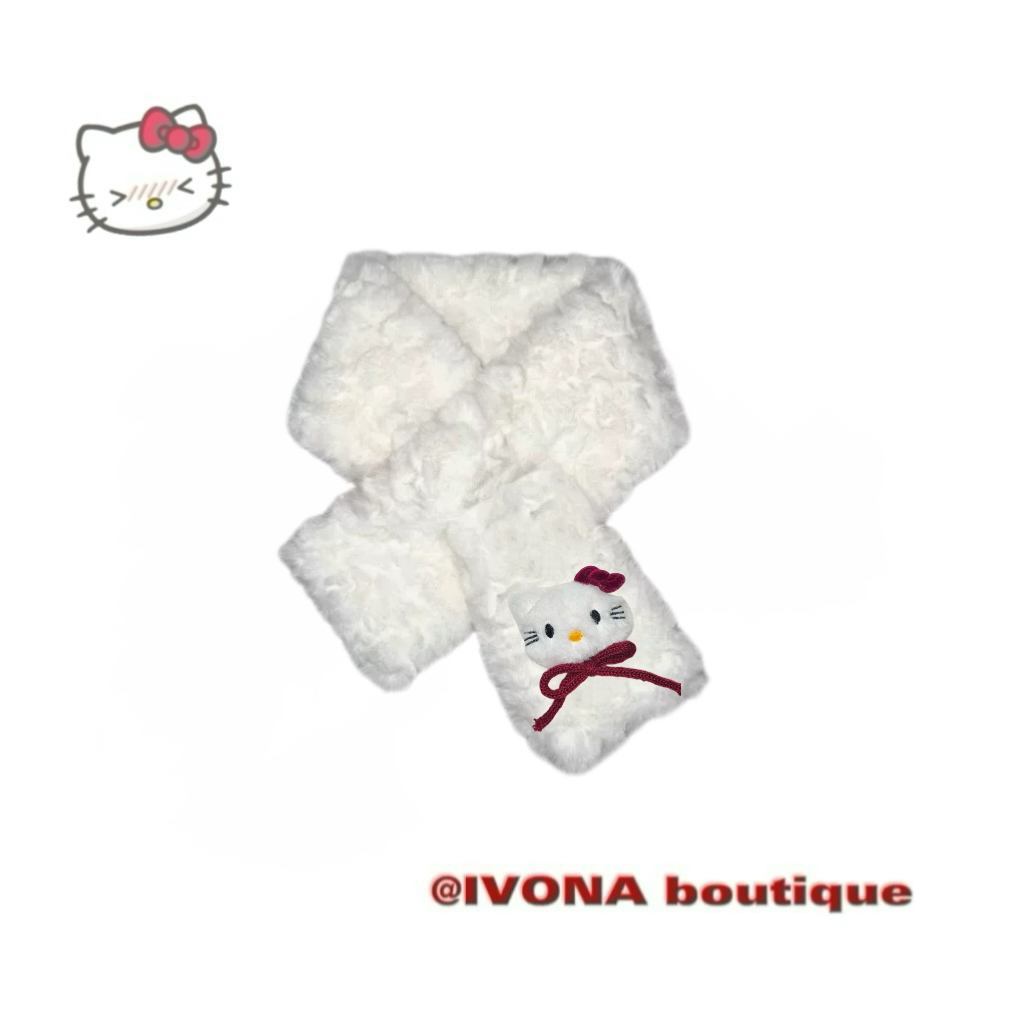 IVONA【KT蝴蝶结】原创敲可爱！少女心冬日保暖百搭kitty毛绒围巾