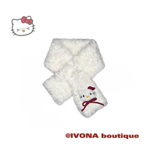 少女心冬日保暖百搭kitty毛绒围巾 原创敲可爱 IVONA KT蝴蝶结