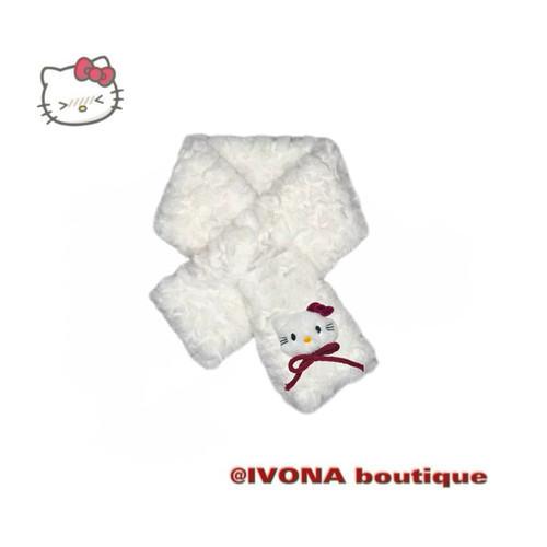 IVONA【KT蝴蝶结】原创敲可爱！少女心冬日保暖百搭kitty毛绒围巾
