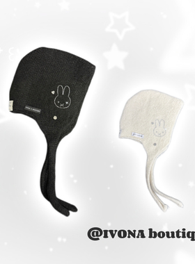 IVONA【黑糖波波】敲可爱！原创冬日保暖护耳烫钻bling米菲兔帽子