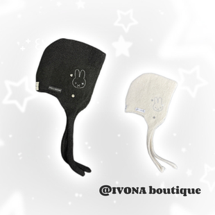 IVONA【黑糖波波】敲可爱！原创冬日保暖护耳烫钻bling米菲兔帽子