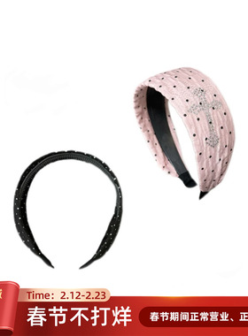 IVONA【暗糖十字^】原创Y2k手工烫钻十字架甜酷辣妹波点发箍发饰