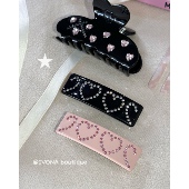 爱心 IVONA 法式 甜酷风小众醋酸高质感闪镶钻弹簧边夹抓夹发饰