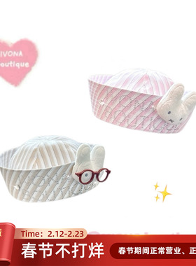 IVONA【萌神级别^】汪苏泷同款！原创Y2k千禧风烫钻Miffy水手帽