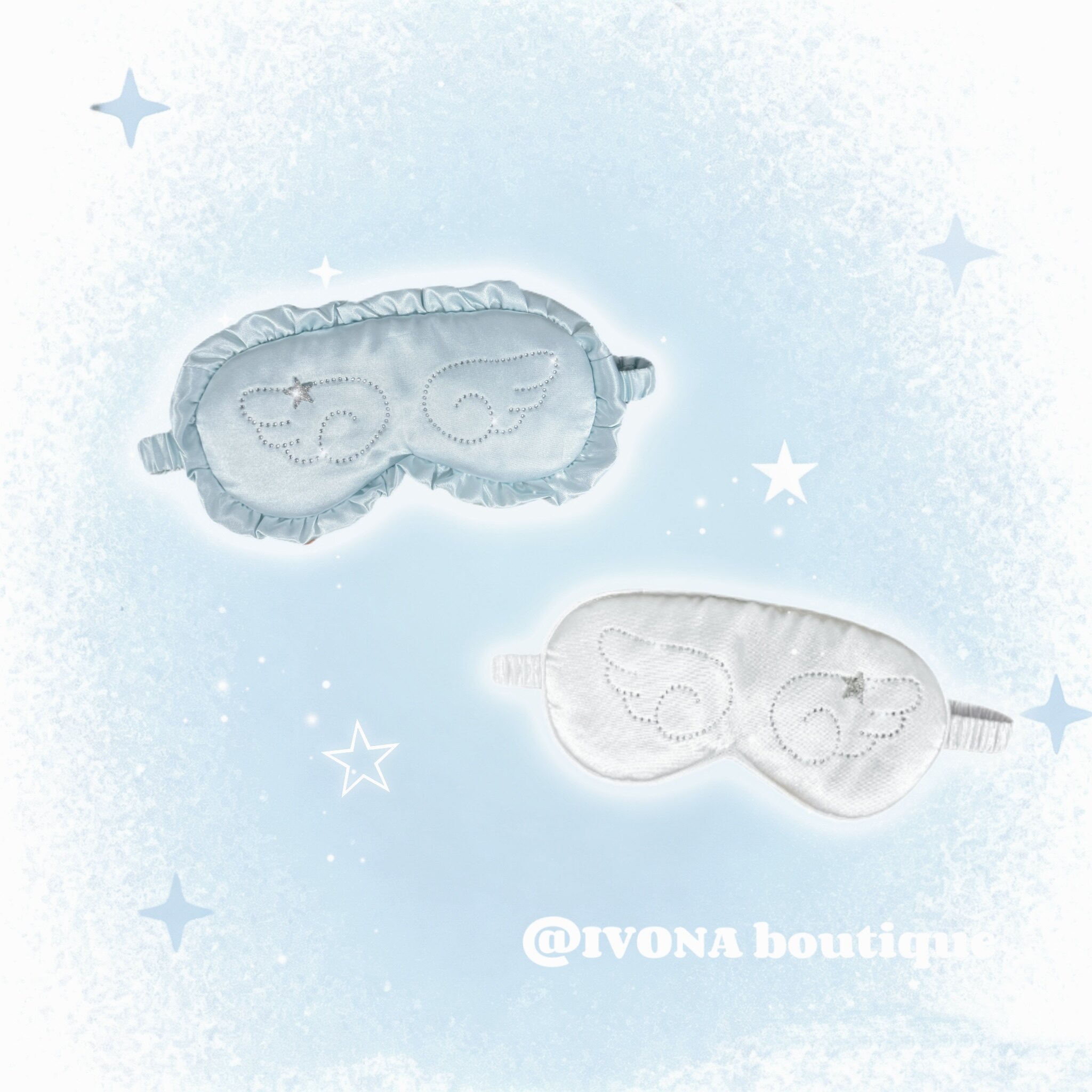 IVONA【夏日浅梦】星星小翅膀！柔软烫钻Y2k舒适仿真丝睡眠眼罩图片