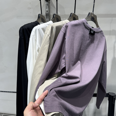 高定重磅拼接简约休闲长袖T恤