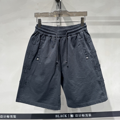 重磅潮牌马蹄十字架贴布刺绣短裤