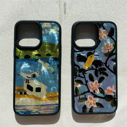 苹果16promax硅胶日系天然贝母