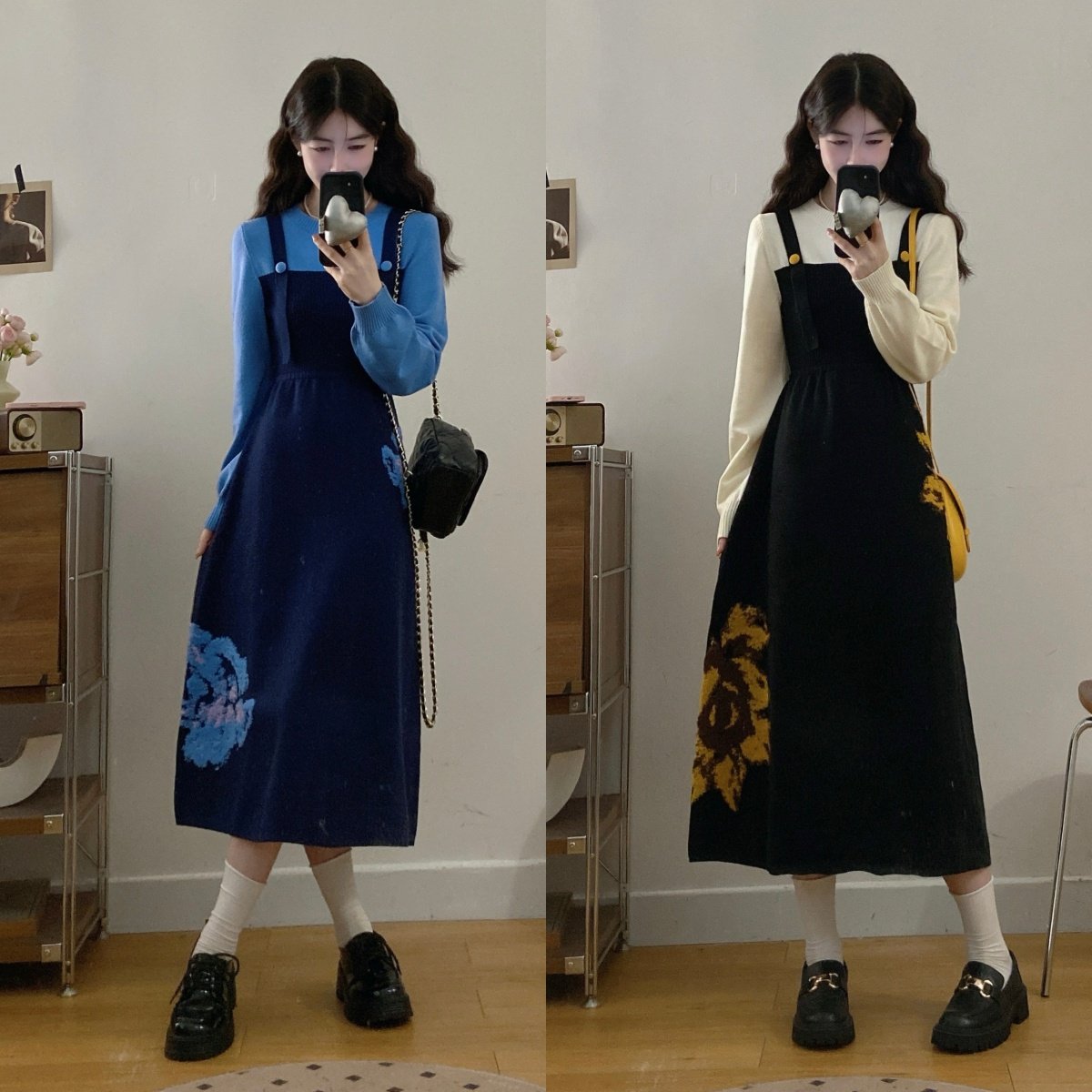 实拍 原版毛巾绣2025冬季新款复古撞色假两件针织提花长款连衣裙,女装/女士精品,大码内搭,淘宝优惠券,粉丝福利购,淘宝优惠卷