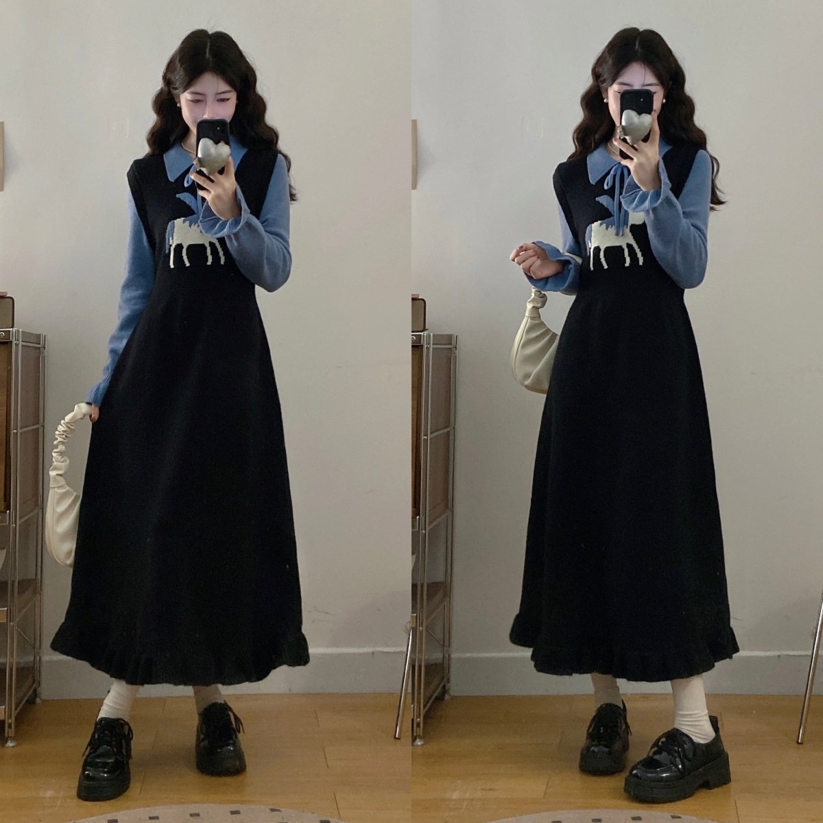 实拍原版加厚毛料大码女装长袖假两件时尚针织显瘦毛衣连衣裙,女装/女士精品,大码内搭,淘宝优惠券,粉丝福利购,淘宝优惠卷