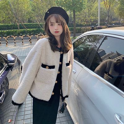 羊羔毛绒短外套女秋冬202