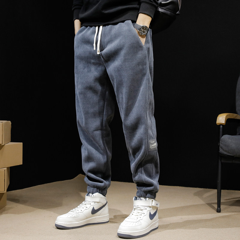 秋冬季雪尼尔卫裤男潮牌宽松束脚裤2025新款运动裤灯芯绒休闲裤子