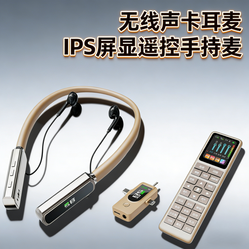新款抖音爆款无线直播声卡全套麦克风蓝牙伴奏降噪耳机户外短视频