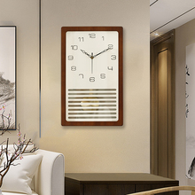 新中式实木挂钟客厅装饰钟表挂墙石英钟现代简约时钟大气静音摆钟