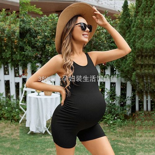 孕妇平角短裤f连体泳衣新孕期游泳运动弹力泳装保守遮肚显瘦孕妇