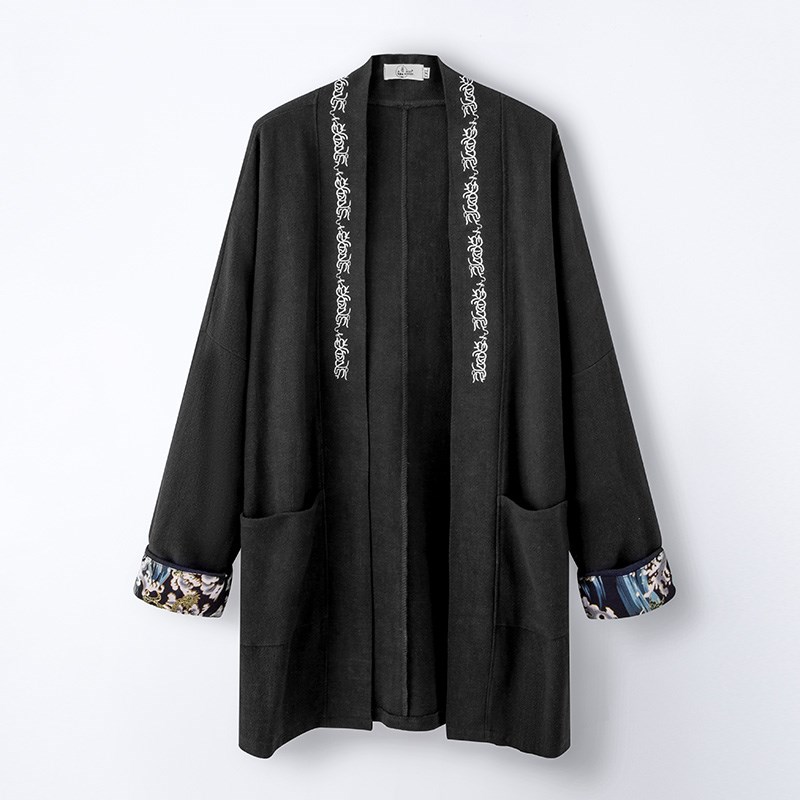 中国风外c套2024年新款长款太极服古风时尚新中式上衣男开襟风衣