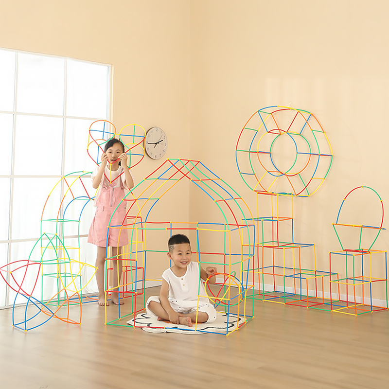 软吸管魔法聪明棒拼插积木儿童diy手工小屋男孩女孩益智拼装玩具