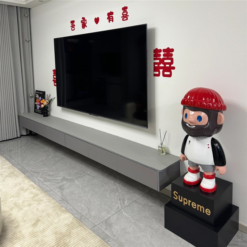 电视柜长条垫灰色轻奢高级感餐边柜台面J保护垫子现代简约风可裁