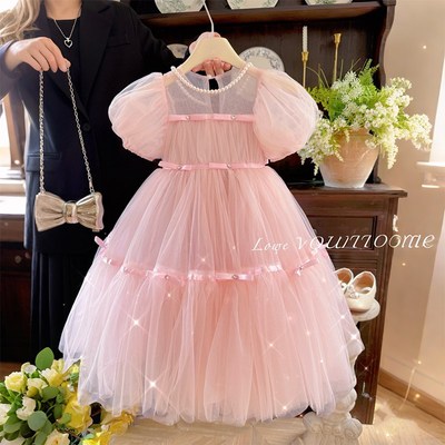 女童连衣裙夏季小女孩粉色绝美漂亮礼服裙子儿童高级感生日公主裙