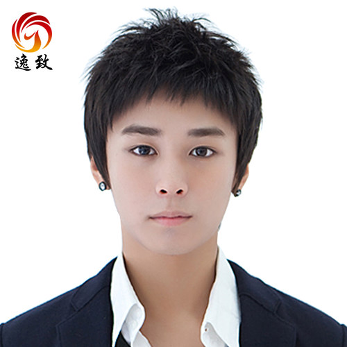 寸头中老年真发短直发帅气逼真平头假发全头套寸头假发男士真人发