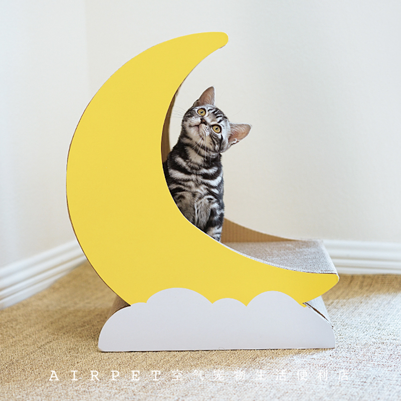 弯弯的月牙 日系月亮猫抓板客车汽车圆盘木O马磨爪猫窝双层猫抓板