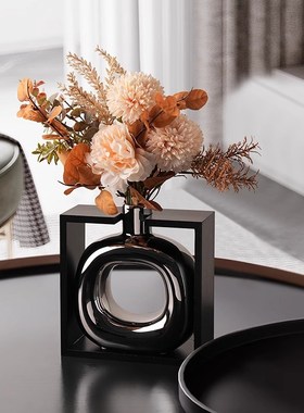 创意轻奢高级感j花瓶摆件客厅插花家居电视柜玄关置物架礼品装饰