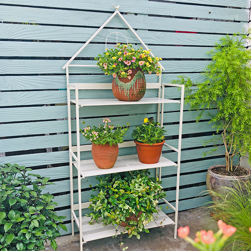 户外花架铁艺书架花园庭院阳台露台装饰花盆架子多层落地式置物架