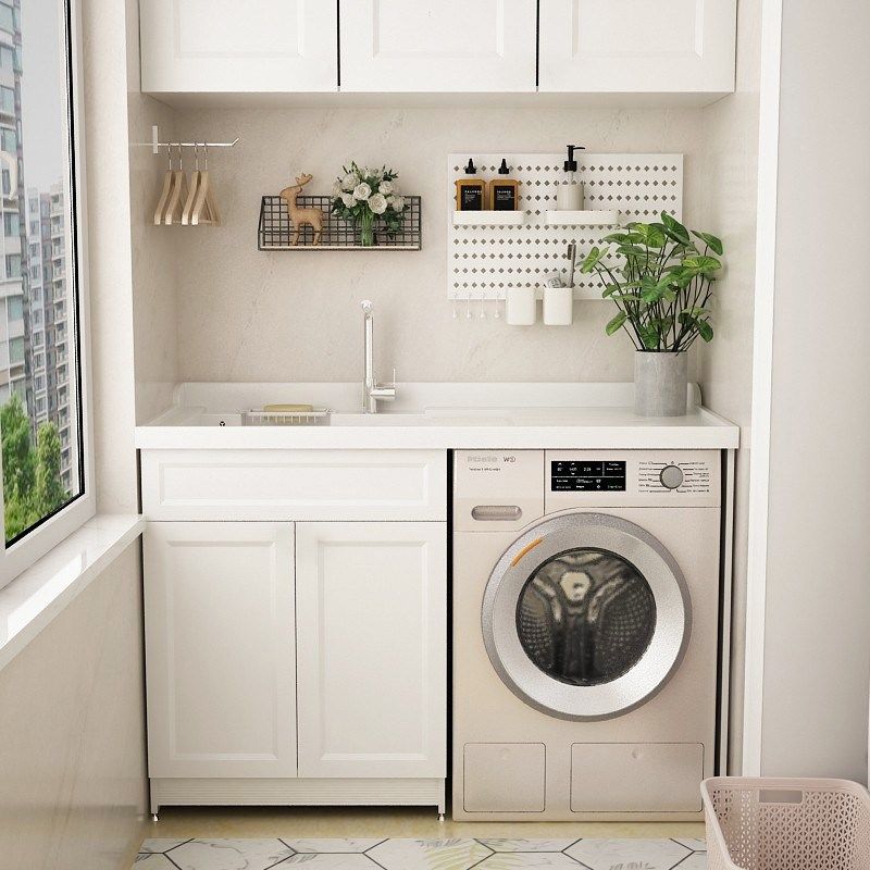 阳台洗衣机一体柜浴室洗脸洗手池卫生间太空铝洗漱台带搓衣板定制,家装主材,浴室柜组合,淘宝优惠券,粉丝福利购,淘宝优惠卷