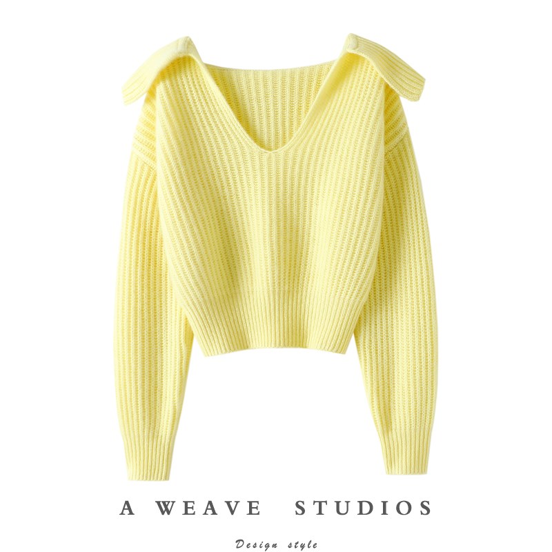 咋穿都好看!!粗针加厚V领100%纯山羊绒衫女纯羊绒毛衣针织衫