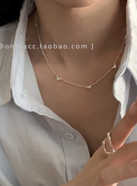韩国心形小爱心项链女锁骨链纯银轻奢小众设计感高级简约极简精致