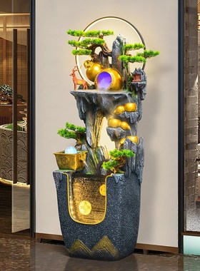 葫芦假山流水摆j件风水轮装饰客厅办公室循环水景喷泉落地开业礼