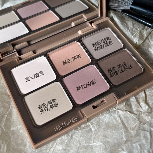 六色眼影综合盘腮红修容高光一体盘大地色平价彩妆学生HERORANGE