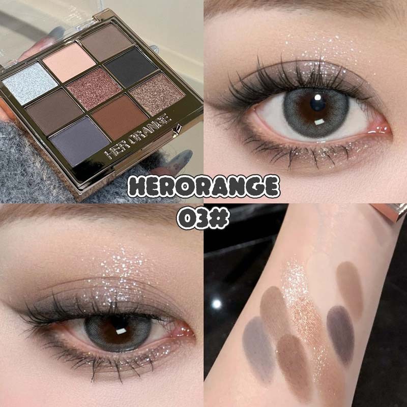 奢贵九色眼影盘珠光哑光细闪持妆显色不易飞粉综合眼影HERORANGE