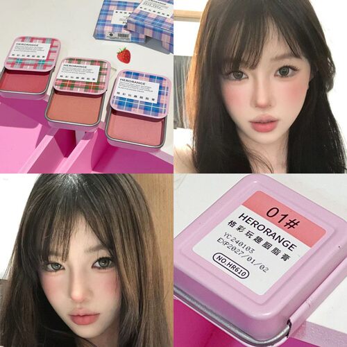 纯欲可爱自然裸妆女学生小铁盒果冻泥腮红哑光显白胭脂HERORANGE~