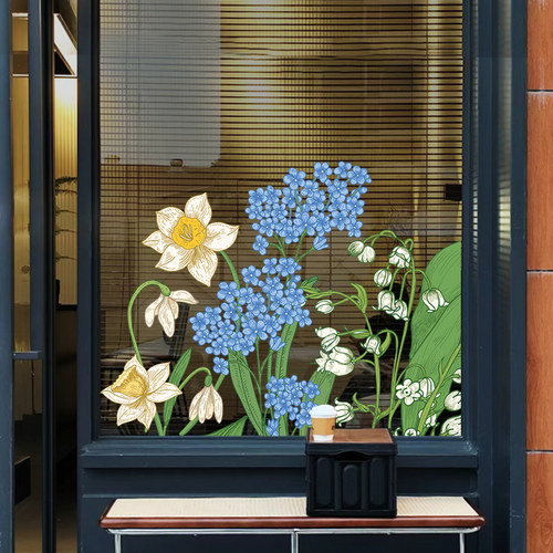 植物花卉店铺橱窗玻璃门贴纸