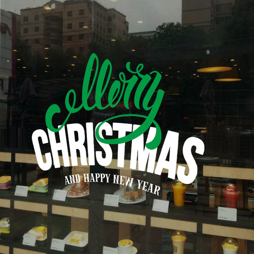 圣诞节店铺窗贴装饰场景氛围橱窗