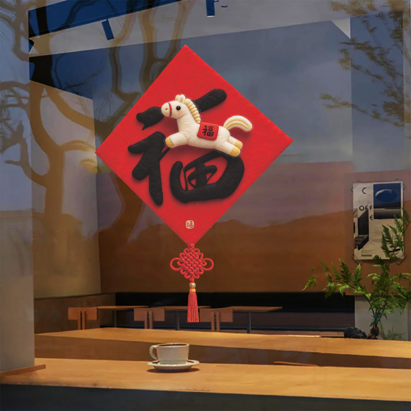 新年福字贴纸橱窗装饰中国结毛绒马年福气窗花玻璃贴膜春节窗户贴,家居饰品,软装墙贴,淘宝优惠券,粉丝福利购,淘宝优惠卷