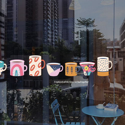 创意简约腰线玻璃防撞贴纸