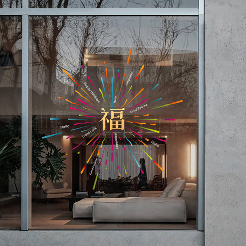 新年元旦玻璃装饰福字门贴2026年